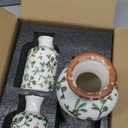 Green Ceramic Vase Set - 3 Chinoiserie Green Floral Vases, Farmhouse Country Flower Vase Home Decor, Living Room Decoration, Table Decoration, Fireplace Decor, and Entrance Decorations Centerpiece