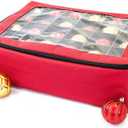 [Red Christmas Ornament Storage Box with Dividers] - (Holds 48 Ornaments up to 3 Inches in Diameter) | Acid-Free Removable Trays with Separators | Clear Window to Easily See Storage Bags Contents