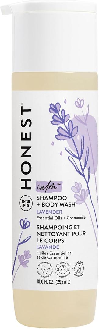 The Honest Company 2-in-1 Cleansing Shampoo Body Wash Gentle for Baby Naturally Derived Tear-free Hypoallergenic Lavender Calm 10 fl oz