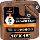 Multipurpose Protective Cover Brown Poly Tarp 10' x 15' - Durable, Water Resistant, Weather Resistant - 5 Mil Thick Polyethylene - by Xpose Safety