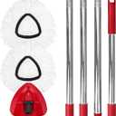 Spin Mop Replacement Set for O-Ceda EasyWring 1-Tank System, Includes 2 Mop Head Replacement, 1 Mop Handle (30-58in Adjustable 4-Section Pole), 1 Spin Mop Base