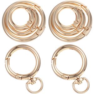 Gold Keyring Round Carabiner Clips Key Chain Rings Metal Spring O Rings Clip Keychain Clip Keyring Buckle Clips for Purse, Keyrings Buckle, Handbag Chains, Handicrafts, 16 Pcs 4 Size