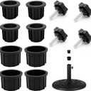 12Pcs Umbrella Base Stand Hole Ring Plug Cover and Cap Patio Umbrella Stand Replacement Parts Umbrella Stand Base Stabilizer Sleeve with M8 Thread Replacement Hand Knob Threaded