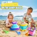 Beach Toys Collapsible Sand Toys Foldable Sand Buckets Set 6 pcs with Shovels Silicone Sand Pails for Beach, Pool, Travel, Fishing, Beach Essentials for Summer