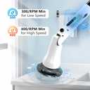 Electric Spin Scrubber, Hillyfe Bath Scrubber for Cleaning with 7 Replaceable Brush Heads, IPX7 Waterproof,300/400 RPM, 3 Adjustable Size,Cordless Shower Cleaner Brush for Bathroom Floor,White