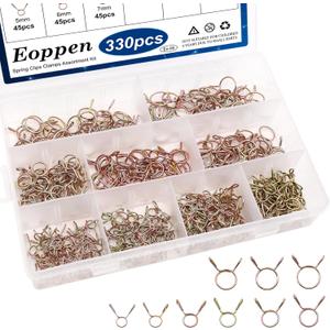 330pcs 5-13mm Spring Hose Clamps Small Hose Clamps Fuel Line Hose Water Pipe Air Tubing Spring Clips Clamps Assortment Kit (9 Sizes)