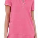Kissonic Women's Polo Dress Short Sleeve V Neck Ruffle Hem Casual Summer Golf Tennis Mini Shirt Dresses M