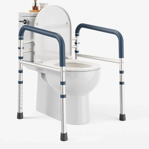 PELEGON Toilet Safety Rails (350 lb) - Adjustable Toilet Safety Frame & Rails, Toilet Safety Rail for Elderly Adults, Toilet Handles for Seniors, Toilet Bars for Elderly, Disabled & Handicap - Grey