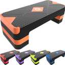 Aerobic Exercise Step, Adjustable Aerobic Stepper for Exercise, Workout Step Platform for Step Up, 26.5" Step Deck with 4 6 8 Adjustable Height Risers, Women Home Gym Cardio Fitness (Orange)