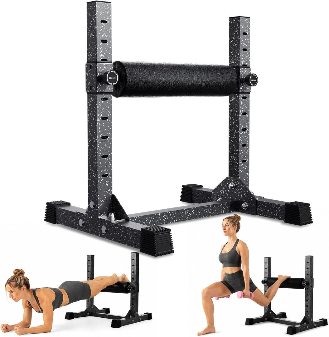 Bulgarian Split Squat Stand, 500LBS Capacity Adjustable Single Leg Squat Roller Stand with 9 Roller Heights for Squats, Leg Lunges, Lower Body Training for Home Gym