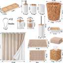 14Pack Wicker Bathroom Accessories Set, Waffle Shower Curtain, PVC