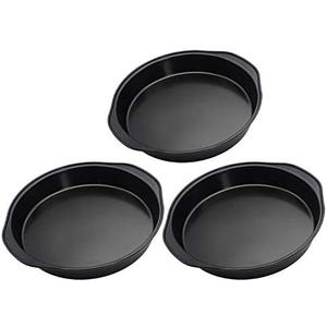 Tebery 3 Pack Round Cake Pan Set for Baking, 8 Inch Nonstick Circle Cake Pans with Wide Handle, 3 Pieces Layer Cake Tin Cheesecake Mold for Birthday Wedding