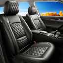 Fit Kicks Car Seat Covers for Nissan Kicks 2018-2026 - Premium Leather, Waterproof, All-Weather, Airbag Compatible, Anti-Slip, Breathable, Easy Install, Seat Protectors, Full Set, Black