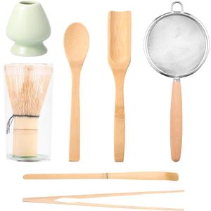 Matcha Whisk Set, Matcha Making Kit Whisk, Bamboo Whisk,Matcha Kit, Chasen Matcha Stirrer, Scoop, Powder Starter Sifter, Spoon Japanese Tea Tools Accessories for Gift