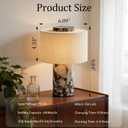 Cordless Marble Table Lamp with USB Port Rechargeable Battery Operated,Bedroom Nightstand Stone Base Touch Dimmable Night Light End Linen Lamp Shades for Side Contemporary Coastal Living Room