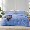 Hearth & Harbor Calm Blue Duvet Cover Queen Size - 3 Piece Queen Duvet Cover Set, Soft Double Brushed Queen Size Duvet Covers with Button Closure, 1 Duvet Cover 90x90 inches and 2 Pillow Shams