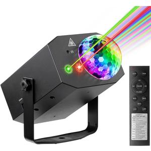 Dj Party Disco Ball Lights with Pattern and Sound Activated,10 ft USB Cable, Laucnpty LED Stage Strobe Light that Sync with Music, Christmas Rave/Home Karaoke/Dance/Club Bar Lights for Parties (Black)