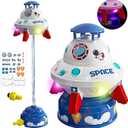 Skirfy UFO Water Sprinkler for Kids Toys,Outdoor Summer Water Rocket with Light Up Liftoff 9-16ft & Spin,Water Toy Backyard Lawn Birthday Gift for Gilrs Boys Age 3 4 5 6 7 8 Year Old