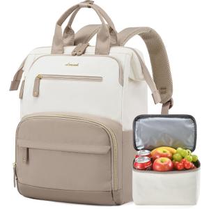 LOVEVOOK Lunch Backpack for Women, 15.6 Inch Laptop Bag with Insulated Cooler Lunch Box, Work Backpack for Teacher Nurse, Travel Backpack Lunch Bag for Camping Picnic Daily Use