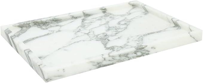 Real Luxurious Natural Marble Vanity Tray Genuine Marble Storage Tray for Home Decor Stone Tray for Bathroom/Kitchen/Vanity/Dresser NonResin/(arabescato)