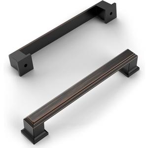 Amerdeco 10 Pack Oil Rubbed Bronze 5 Inch(128mm) Hole Centers Kitchen Cabinet Pulls Cabinet Hardware Kitchen Handles for Cabinets Cupboard Handles Drawer Pulls