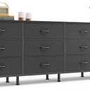Huuger 70 Inch Black Dresser for Bedroom, TV Stand for 65, 75, 80 Inch TV, 12 Fabric Drawer Long Dresser, Wide Chest of Drawer, Storage Units for Living Room