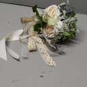Wedding Bouquets for Bride Bridesmaid,White Champagne Artificial Roses Flowers for Wedding Church Decoration (6.5in)