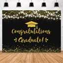 MEHOFOND 7x5ft Black and Gold Graduation Backdrop Class of 2026 Graduation Party Decorations Congratulation Graduate Backdrop 2026 Congrats Grad Banner Prom Party Decoration Photo Booth Props
