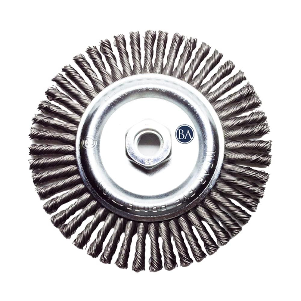 Benchmark Abrasives 6" x 1/4" Stringer Bead Wire Wheel with 5/8"-11 Thread, for Weld Cleaning, Weld Spatter Removal, Stripping, Deburring, Use with Angle Grinders - (6" x 1/4") (Carbon)