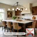 Modern Mid Century Large Kitchen Island Chandelier,Bright Long 7 Light Gold and Black Sputnik Semi Flush Mount Ceiling Light Fixture for Dining Room Living Room Bedroom