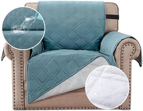 H.VERSAILTEX 100% Waterproof Sofa Slipcover Washable Armchair Cover Non-Slip Furniture Protector for Living Room Couch Cover for Pets Chair Cover with Puppy Paw Silicone Backing (Armchair, Stone Blue)