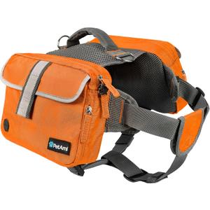 PetAmi Dog Backpack for Medium Large Dogs, Dog Saddle Bag for Dogs to Wear, Harness Saddlebag with Reflective Safety Side Pockets for Hiking, Camping, Vest Dog Pack for Travel (Orange, Large)