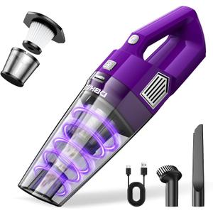 Handheld Vacuum Cordless, 15000PA Powerful Suction Car Vacuum Cleaner Lightweight with Multi Accessories, Hand held Vacuum Cleaner Cordless Rechargeable for Car Home (Purple)