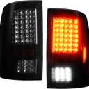 (2 Pack) Rear LED Taillight Assembly Fit for 2009-2018 Dodge Ram 1500, 2010-2018 Ram 2500 3500 - Chrome Smoke Lens, Only Fit factory Halogen/incandescent Models and Without Projector Headlights Models