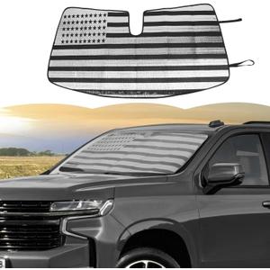 RT-TCZ Windshield Sunshade Sun Shade Heat Shield Window Sun Visor Mat for GMC Yukon 2021-2024,for Chevrolet Tahoe 2021-2024,for Suburban SUV 2020-2024,US Flag