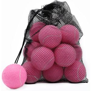 Magicorange Tennis Balls, 12 Pack Advanced Training Tennis Balls Practice Balls, Come with Mesh Bag for Easy Transport, Good for Beginner Training Ball (Pink)