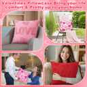 4 Pack Embroidered Valentines Throw Pillow Covers 18 x 18 Red Hearts Decorative Accent Throw Pillow Covers with Zipper Faux Fur Plush Pillows Cover for Valentines Day Couch Sofa Home Decor