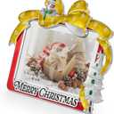 LARAINE Picture Photo Frame 4x6 Metal 2025 Christmas Bow High Definition Display Pictures for Tabletop Home Decorative Holiday Gift (Red)
