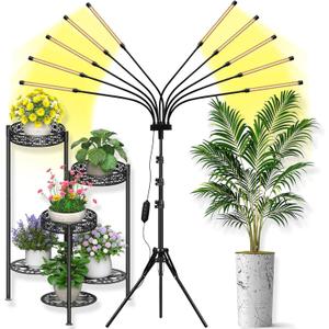 Grow Lights for Indoor Plants [ 10 in1 ] 500 LEDs, Full Spectrum Grow Light for Indoor Growing with Tripod Stand, Auto On/Off Timing 4/8/12H, Plant Grow Lights Indoor.