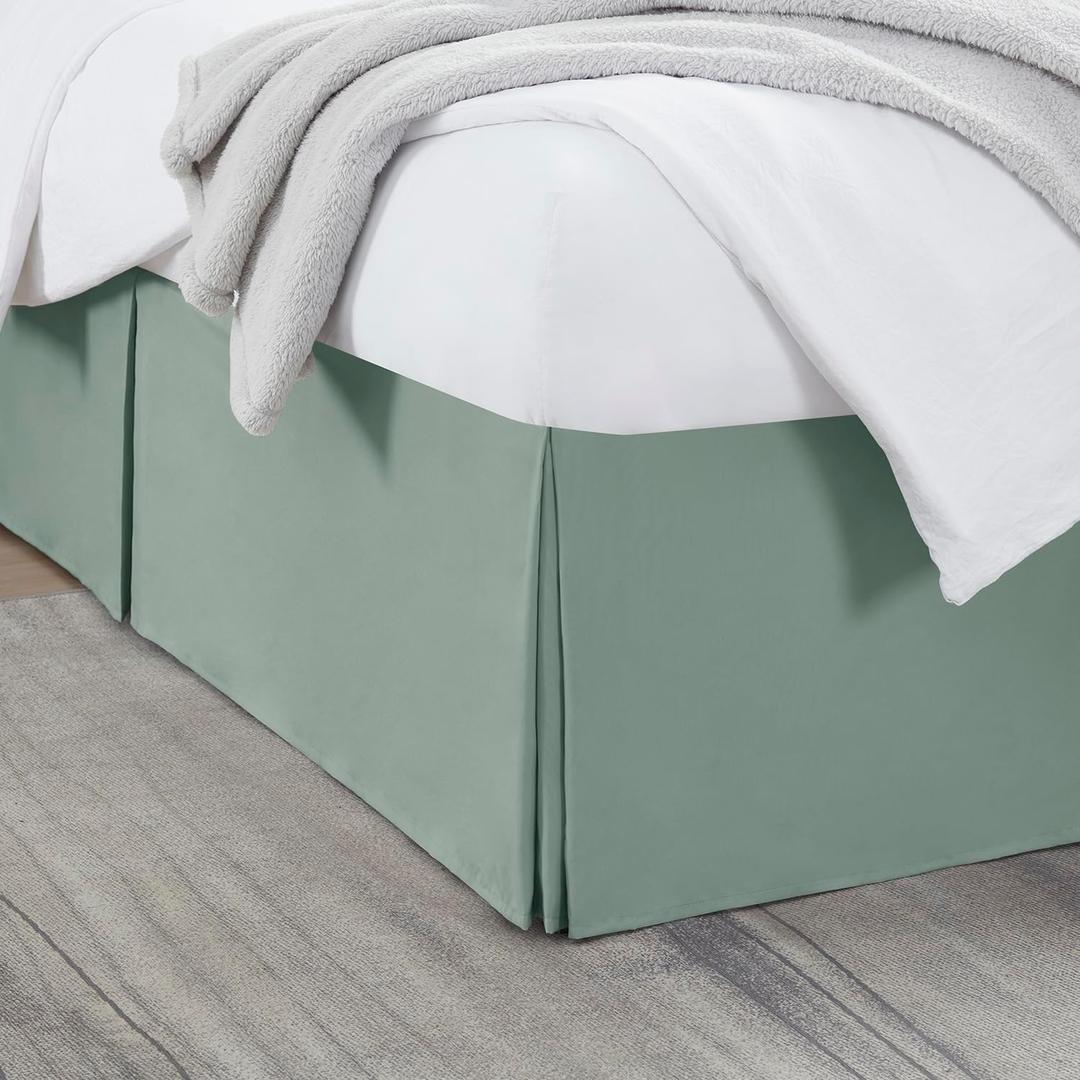 Nestl Sage Green Full XL Bed Skirt - Full XL Size Bed Skirt 14 Inch Drop - Brushed Microfiber Bed Skirts - Hotel Quality Pleated Bed Skirt - Shrinkage & Fade Resistant, Sage Green
