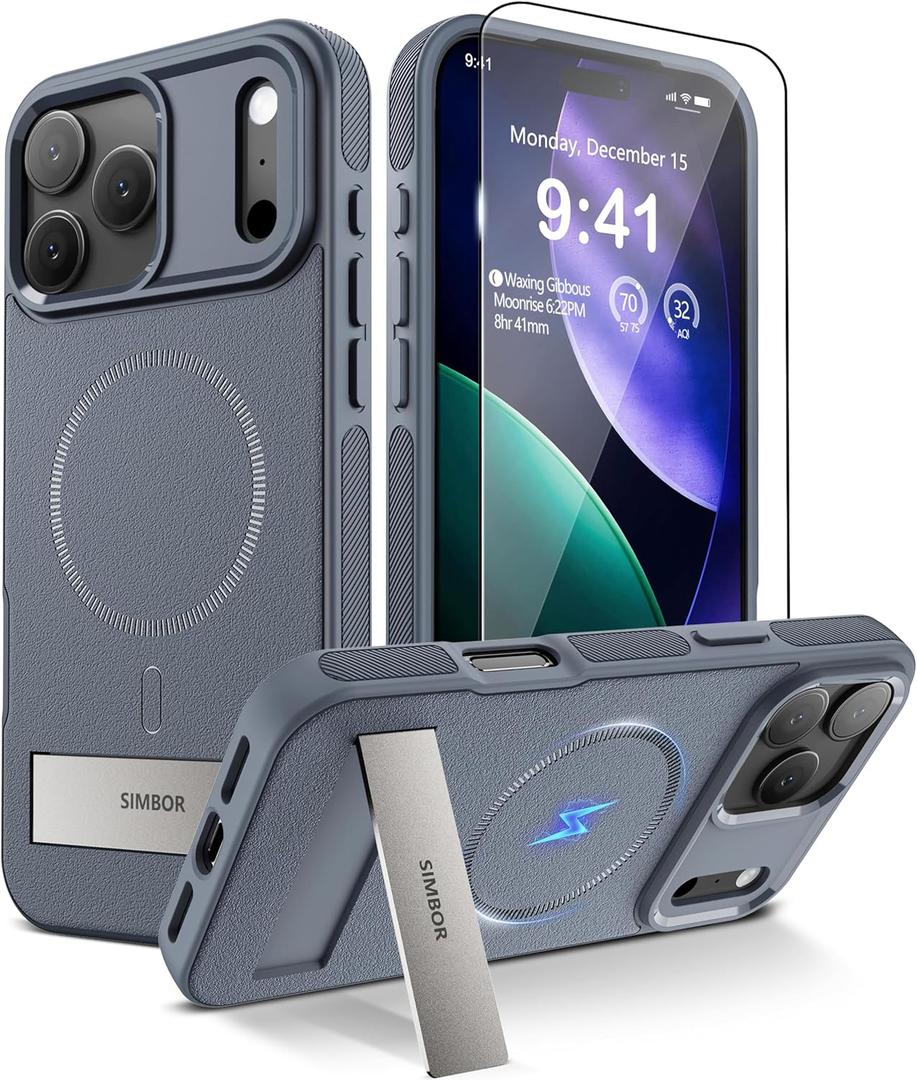 Magnetic for iPhone 17 Pro Max Case with Stand[Compatible with MagSafe] Slim Invisible Kickstand, Protective Anti-Fingerprint Phone Cove 6.9", Blue