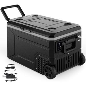 COWSAR 12 Volt Refrigerator, 68 QT Electric Cooler with Wheels -4℉~68℉