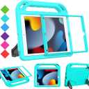 BMOUO Kids Case for iPad 10.2 2021/2020/2019 - iPad 9th/8th/7th Generation Case for Kids, with Built-in Screen Protector, Shockproof Handle Stand Kids Case for iPad 10.2" (9th/8th/7th Gen) - Turquoise