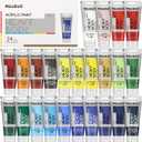 MEEDEN Heavy Body Acrylic Paint - Basic Satin Finish 24 x 60ml (2 oz) Color Paint Set for Adults - Rich Pigment Art Craft Paints for Canvas Clay Wood