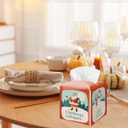 Merry Christmas Tissue Box Cover Square - Santa Claus Waterproof Tissue Holder - Facial Paper Organizer for Home Bathroom Office - Reindeer Xmas Desk Tabletop Supplies Decorative Dispenser Box - A19