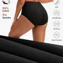 INNERSY Women's High Waisted Underwear Cotton Panties Regular & Plus Size 5-Pack (Black, M)
