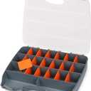 Makitoyo Hardware Storage Box Tools Organizer Container with Handle and Clear Lid, 21 Adjustable Compartments and 2 Fixed Sections,Perfect for Screws,Nuts, Bolts and Small Parts,15"L x 12.9"W x 2.9"H