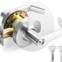MrArm Commercial Door Lever Lock, Heavy-Duty Locking Door Handle, Designer Door Handles, Cylindrical Lever Lock, Non-Handed Grade 2 Industrial Standard Door Handle, Satin Chrome(Keyed Entry)