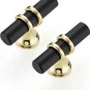 Ravinte Hardware 10 Pack 2 Inch Matte Black&Gold Cabinet Pulls Handles - Kitchen Cabinet Handles & Drawer Pulls (Single Hole)