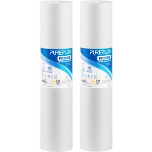 PUREPLUS 20 Micron 20" x 4.5" Whole House Sediment Home Water Filter Replacement Cartridge, Compatible with DGD-5005-20, AP810-2, P5-20BB, FP25B, FPMB5-20, 155358-43, SDC-45-2005, 2 Pack